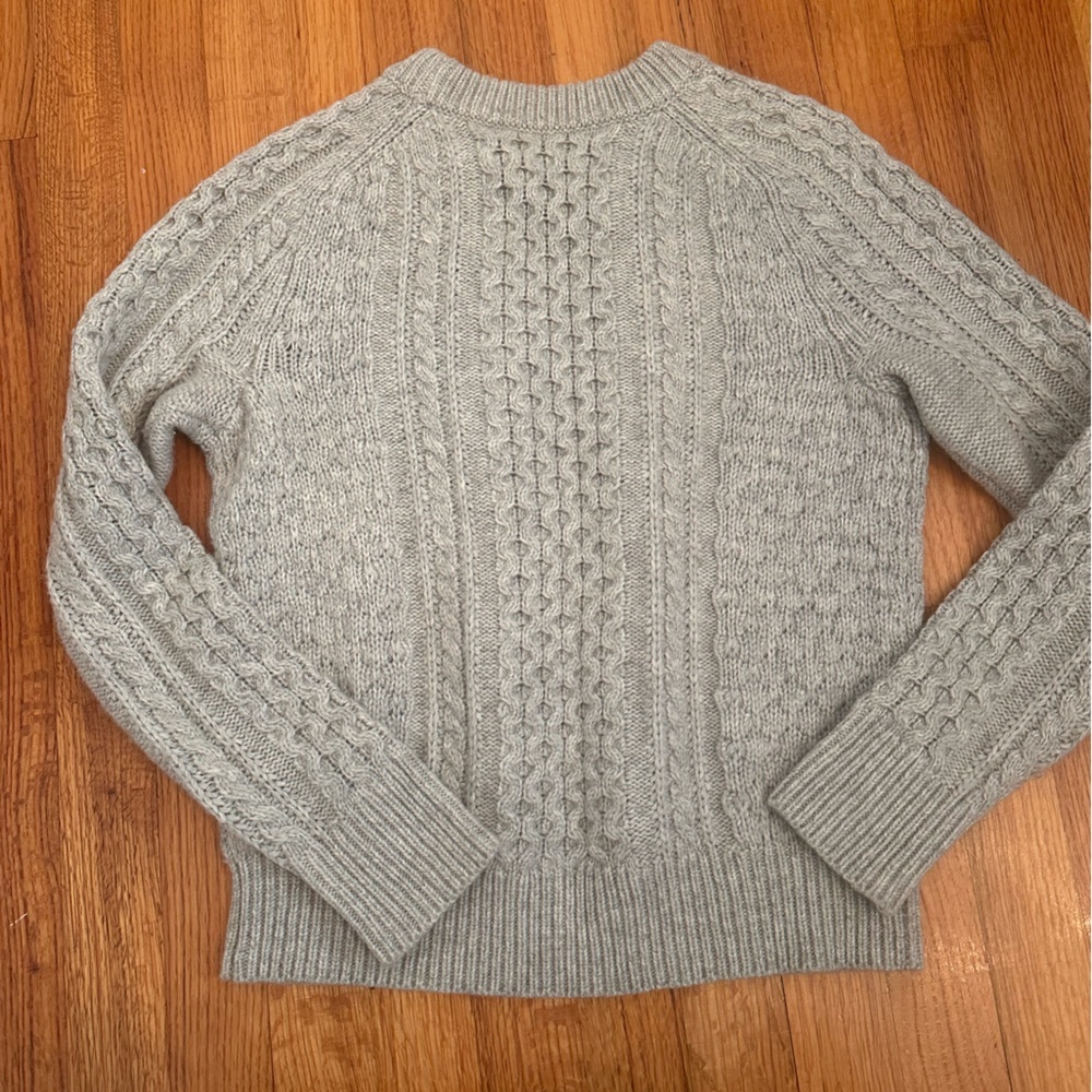 J Crew Popcorn Cable Knit Sweater Womens Size Xs Gray Lamb Wool Blend  (¥¥) - Picture 4 of 8